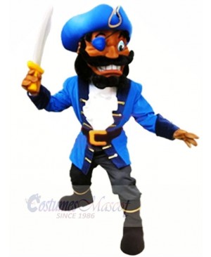 High Quality Pirate with Blue Coat Mascot Costume People