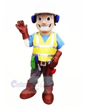 High Quality Builder with Big Eyes Mascot Costume People