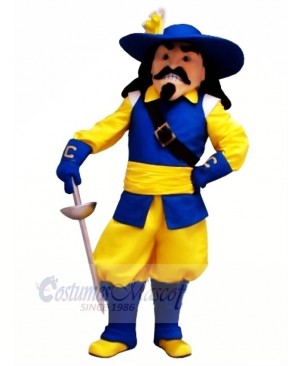 Cavalier with Blue and Yellow Coat Mascot Costume People