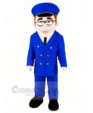 High Quality Dispatcher with Blue Suit Mascot Costume People