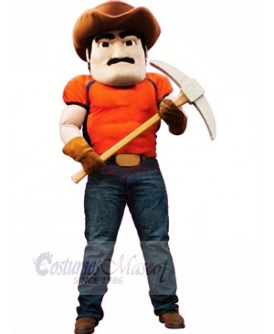 Strong Muscle Miner Mascot Costume People