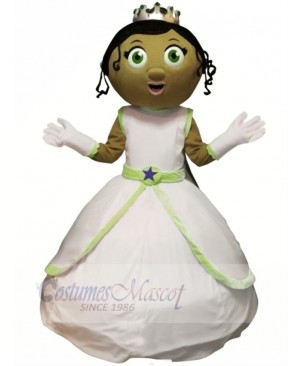 Princess with Green Eyes Mascot Costume Cartoon	