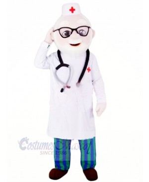 Kindly Doctor with Glasses Mascot Costume People