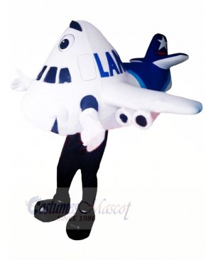 White Airplane Mascot Costume Cartoon 	
