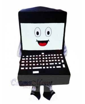 Black Laptop Mascot Costume Cartoon 