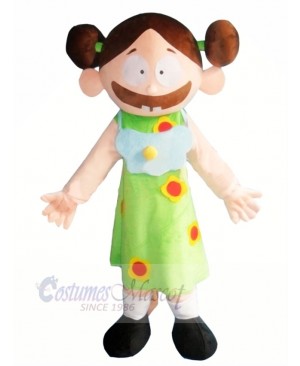 Cute Girl with Big Mouth Mascot Costume Cartoon 	