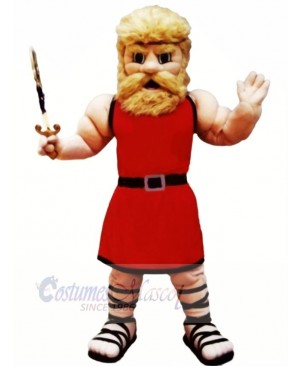 Muscle Man with Yellow Hair Mascot Costume Cartoon