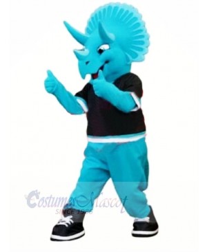 Blue Triceratops Dinosaur Mascot Costume Cartoon