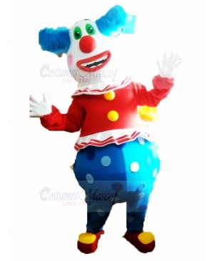 Clown with Green Eyes Mascot Costume Cartoon	