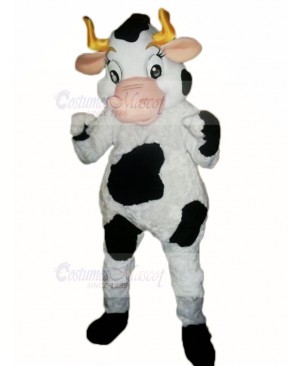 Cow with Golden Horns Mascot Costume Cartoon	