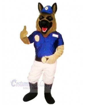 Police Dog with Blue Hat Mascot Costume Cartoon