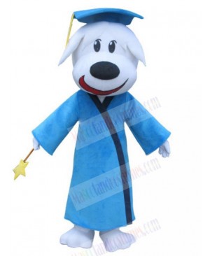 White Doctor Dog Mascot Costume Animal in Blue Coat