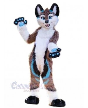 Slim Brown and White Dog Wolf Mascot Costume Animal