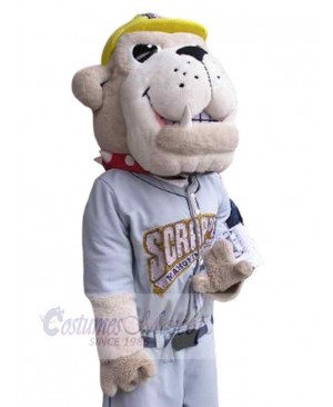 Beige Bulldog Dog Mascot Costume Animal in Sportswear