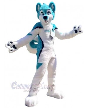 Slim Blue and White Husky Dog Mascot Costume Animal