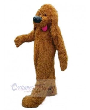 Brown Poodle Dog Mascot Costume Animal with Big Nose