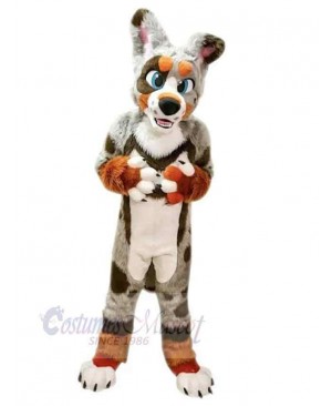 Colorful Husky Dog Mascot Costume Animal with Blue Eyes