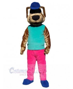 Brown Dog Mascot Costume Animal with Pink Trousers