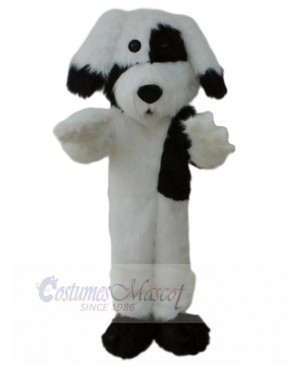 Black and White Plush Dog Mascot Costume Animal