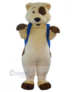 Light Brown Dog Mascot Costume Animal in Blue Clothes