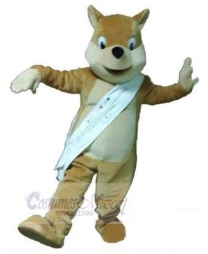 Brown Dog Wearing Ribbon Mascot Costume Animal