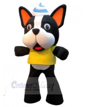 Cartoon French Bulldog Mascot Costume Animal with Orange Ears