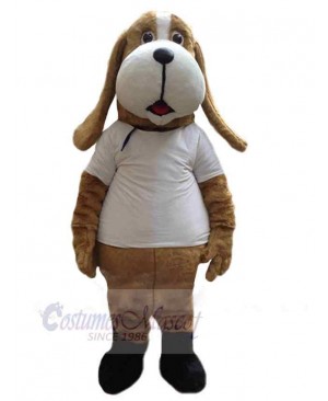 Hound Dog Mascot Costume Animal in White T-shirt