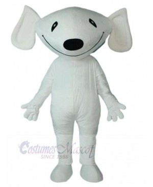 Comical White Dog Mascot Costume Animal with Big Ears