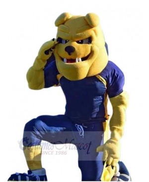 Power Sport Bulldog Mascot Costume Animal in Blue Coat