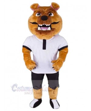 Lightweight Sport Bulldog Mascot Costume Animal in White T-shirt