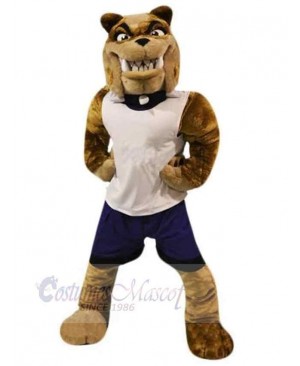 Strong Bulldog Mascot Costume Animal in White Vest