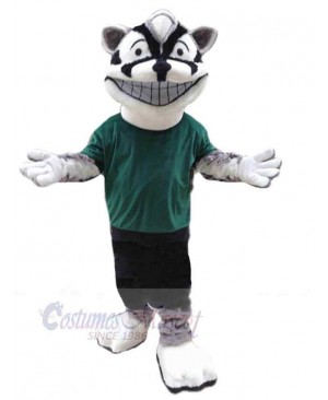 Smiling Hyena Dog Mascot Costume Animal in Green T-shirt