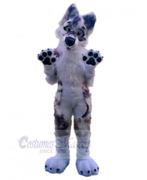 White and Brown Super Cute Wolf Dog Mascot Costume Animal