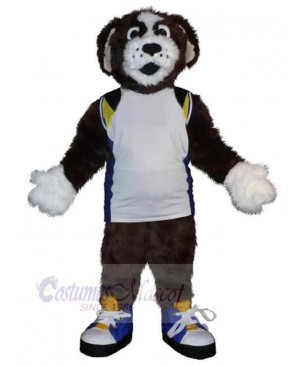 Superb Brown and White Dog Mascot Costume Animal in White Vest