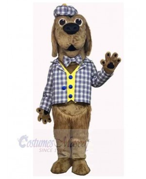 Superb Brown Dog Mascot Costume Animal in Plaid Shirt