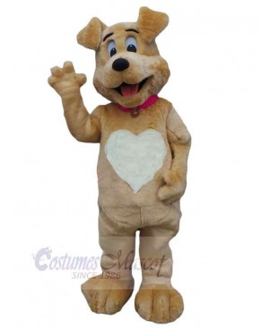 Brown Dog Mascot Costume Animal with White Heart on the Belly