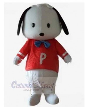 Little White Puppy Dog Mascot Costume Animal in Red Clothes