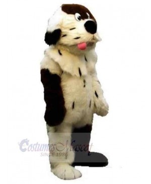 Soft and Hairy White and Brown Dog Mascot Costume Animal