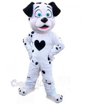 Black And White Dog Dalmatian Mascot Costume Animal with Blue Eyes