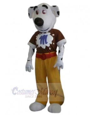 Black And White Dog Dalmatian Mascot Costume Animal with Yellow Pants