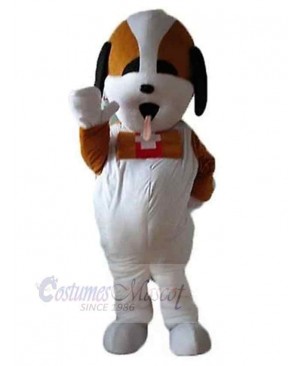 Cute White and Brown St. Bernard Dog Mascot Costume Animal