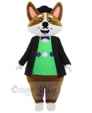 Thoughtful Dog Butler Mascot Costume Animal in Formal Suit