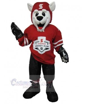 Sport White Dog Mascot Costume Animal Hockey Club