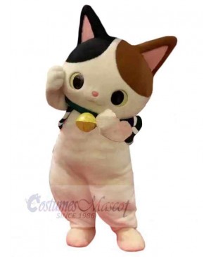 Cute Cat Mascot Costume Animal with Black and Brown Ears