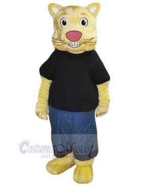 Cookie the Culture Cat Mascot Costume Animal in Black T-shirt