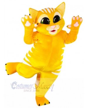 Happy Yellow Cat Mascot Costume Animal
