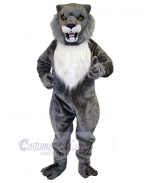 Fierce Grey Wildcat Mascot Costume Animal Adult
