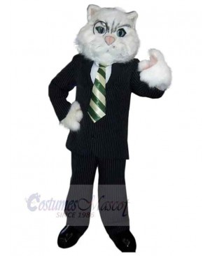 Gentle Cat Mascot Costume Animal in Black Suit