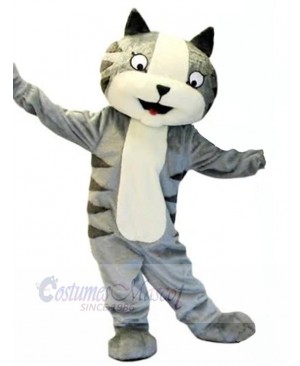 Funny Gray Cat Mascot Costume Animal with White Belly