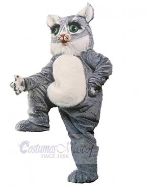 Alley Gray Cat Mascot Costume Animal with Green Eyes